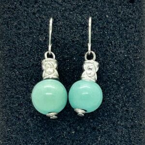 Elegant Silver and Green Earrings